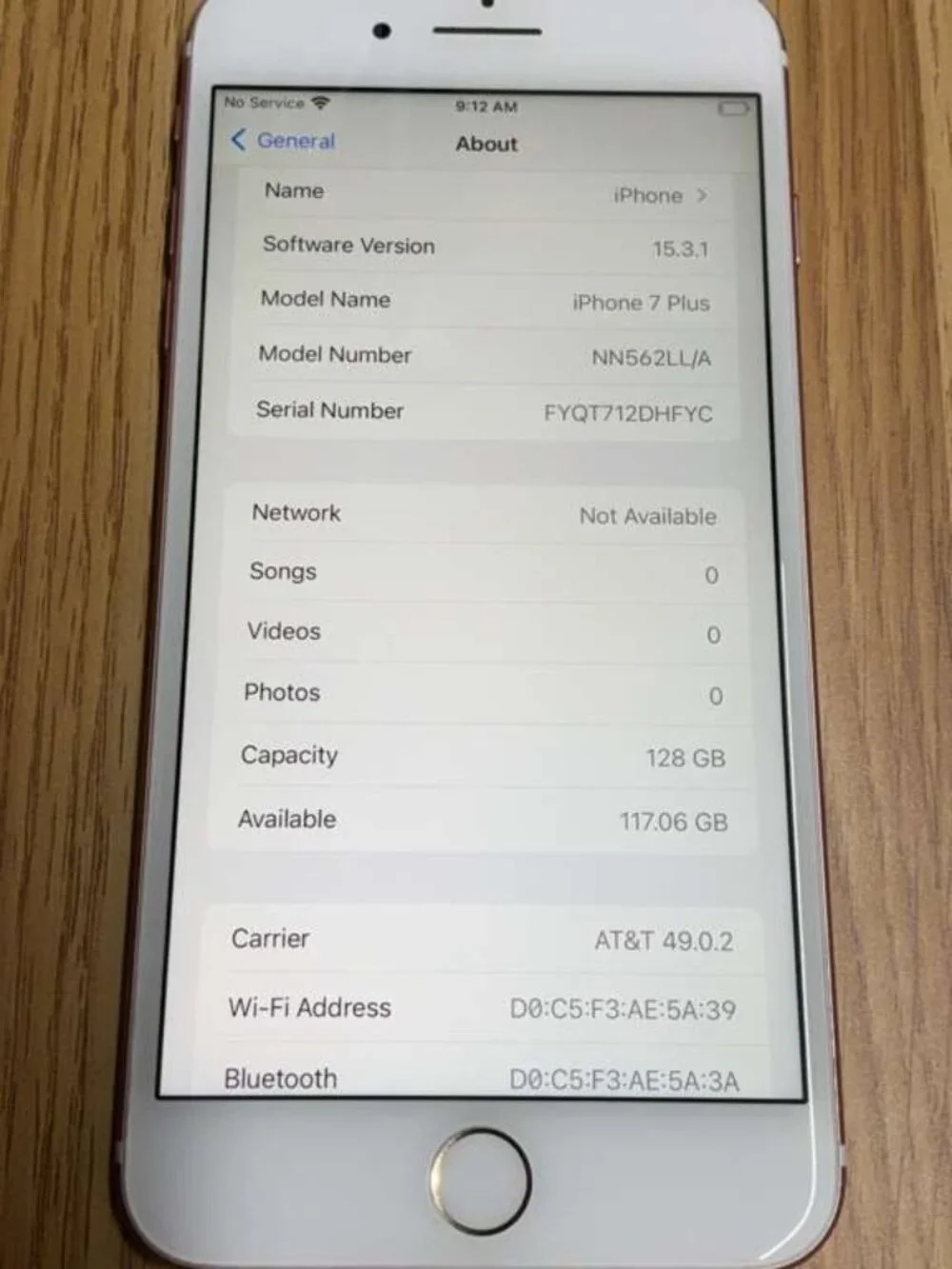 Apple iPhone 7 Plus 128GB Rose Gold AT&T Smartphone 5.5